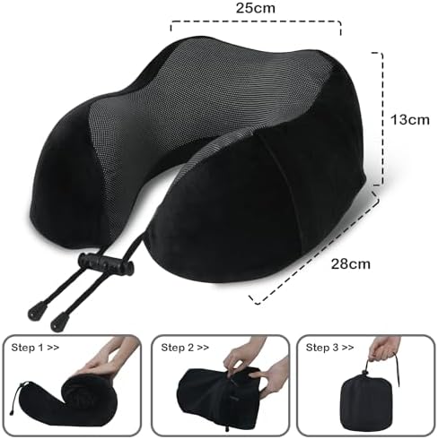 Elvodosia Travel Pillow with Eye Mask and Earplug - Black