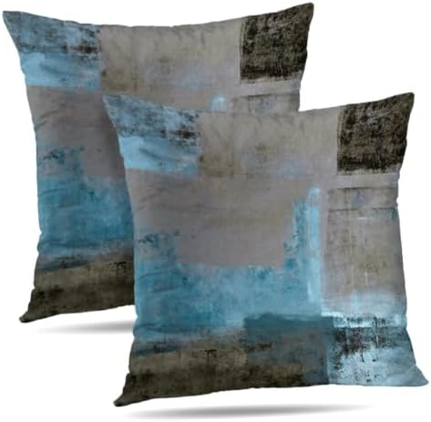 Alricc Teal and Brown 20x20 Pillow Covers Set of 2