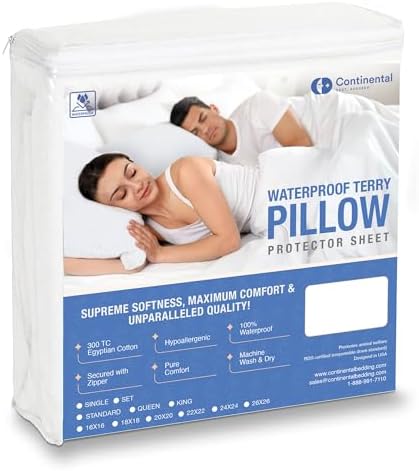 Continental Bedding Terry Pillow Protector 18x18 Inch Pack of 1