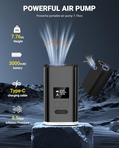 OMQ Portable Air Pump with Camping Lantern and LED Display