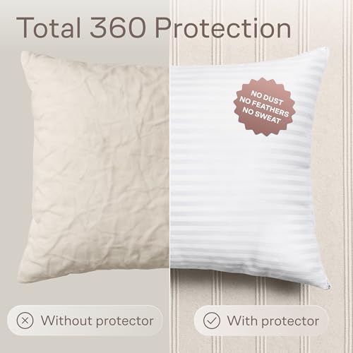 Set of 12 Zippered Pillow Protectors - Stain Resistant Easy to Clean
