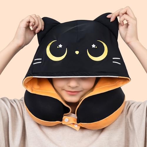 Mewaii Travel Neck Pillow with Double-Sided Hood