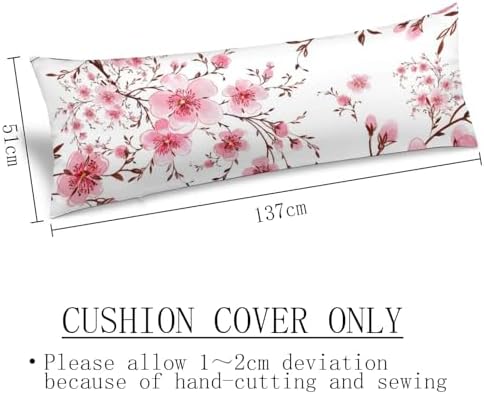 DINJUNA Pink Cherry Blossoms Body Pillow Cover 20x54