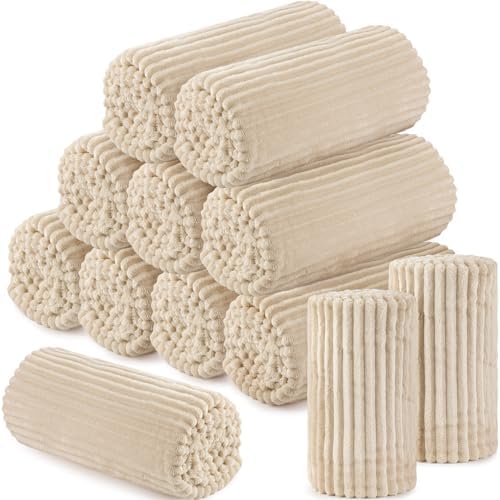 Buryeah 12 Pcs Flannel Throw Blanket Ivory 1