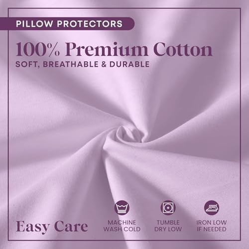 CirclesHome Pillow Protectors - Lavender 100 Cotton Zippered Single Pack