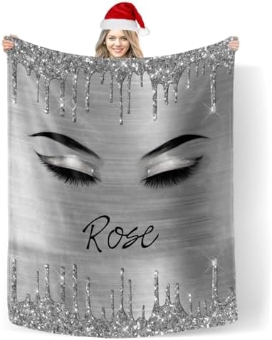 Custom Blanket with Name Personalized Eyelash Gray 30x40 Inch Throw