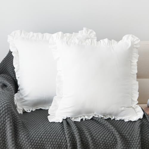 YamYard 26x26 White Euro Shams 2-Piece Throw Pillow Covers
