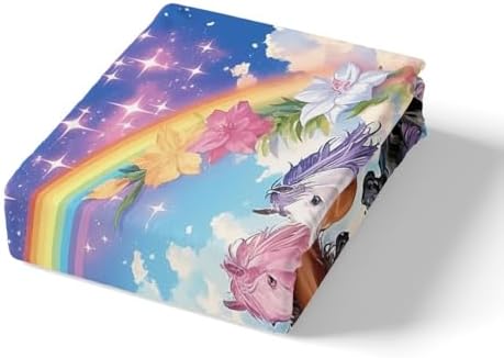 Castle Fairy Horses Fitted Sheet Twin Size with Pillowcase