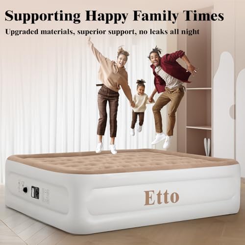 Etto Queen Air Mattress with Built-in Pump 650lb Max