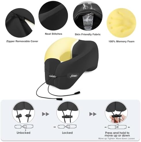 Jiaao 2025 Upgraded Memory Foam Neck Pillow for Travel and Sleep