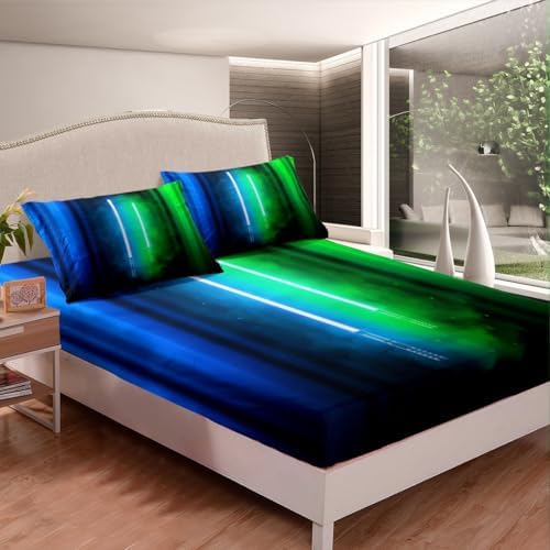 Castle Fairy Light Blue Green Lightsaber Sheet Set with 2 Pillowcases