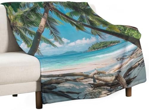 Ocean Island Flannel Throw Blanket for Couch Sofa Bed