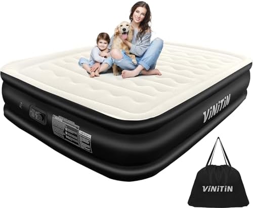 Vinitin Queen Air Mattress with Built in Pump 18 Elevated Black