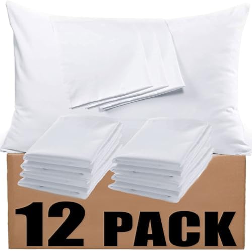 Acteb Bulk Pillow Cases Set of 12 Standard 20x26 Inches
