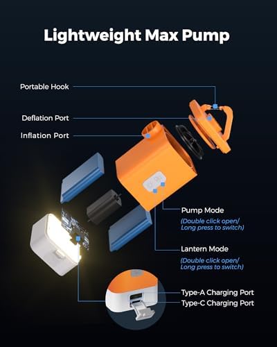 FLEXTAILGEAR 45kPa Air Pump with LED Light and Rechargeable Battery