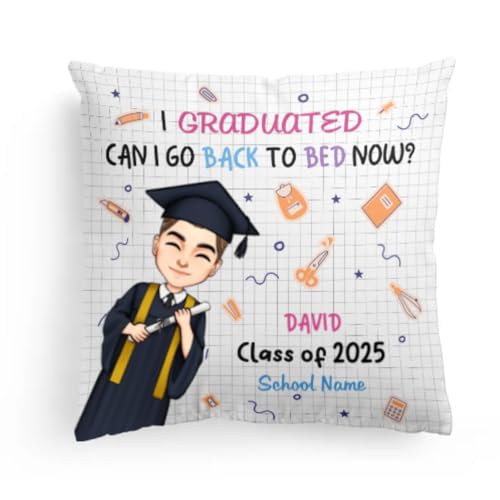 I Graduated Can I Go Back To Bed Now Pillow - Class of 2025