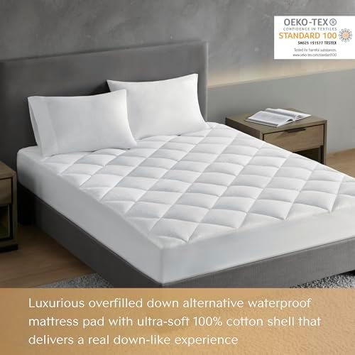 Croscill King Mattress Pad Cotton Bed Protector Waterproof 1