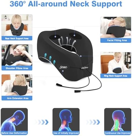 Jiaao 2025 Upgraded Memory Foam Neck Pillow for Travel and Sleep