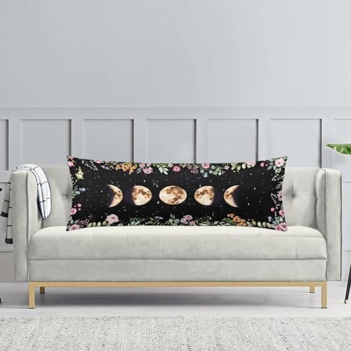 TOKILIAR Moon Phases Body Pillow Cover 20x54 Inches