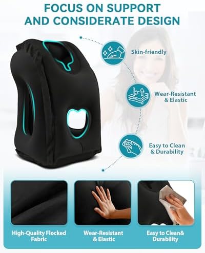 JefDiee Inflatable Travel Pillow for Airplanes