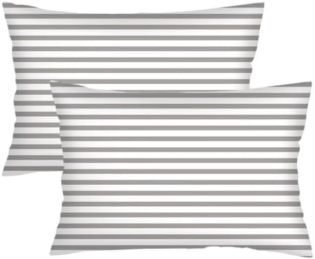 COVASA White Grey Throw Pillow Covers Queen Size Set of 2
