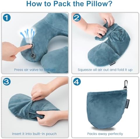 Keemall Inflatable Travel Neck Pillow for Airplane Comfort