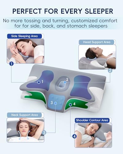 COMROLA Memory Foam Neck Pillow for Pain Relief and Comfort