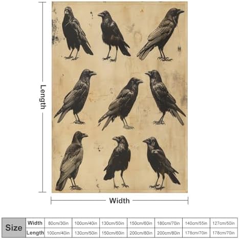 HDESDIS Farmhouse Crow Flannel Throw Blanket 30x40 Inch