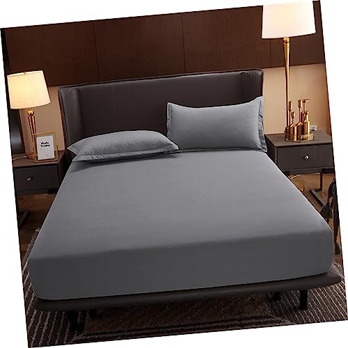 Elastic Fitted Mattress Cover Slip Protector Grey Cotton Bed Sheet