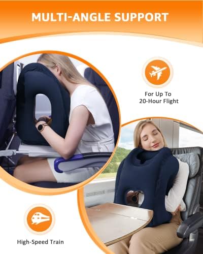 Sunany Inflatable Travel Pillow with Eye Mask and Earplugs Blue 1