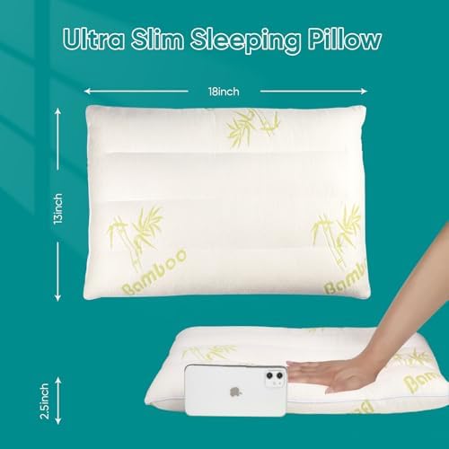 MINUPWELL Ultra Flat Bamboo Rayon Pillow 18x13 in