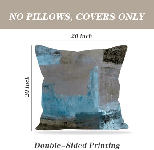 Alricc Teal and Brown 20x20 Pillow Covers Set of 2
