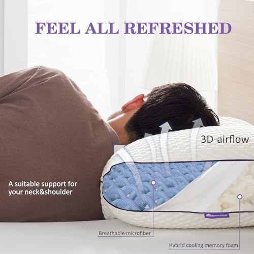 HOMELAB Adjustable Memory Foam Body Pillow with Cooling Cover