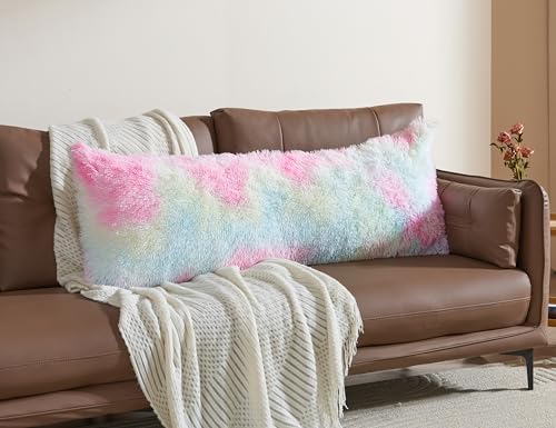 Cooling Body Pillow Cover Queen 20x54 Soft Fuzzy Zippered
