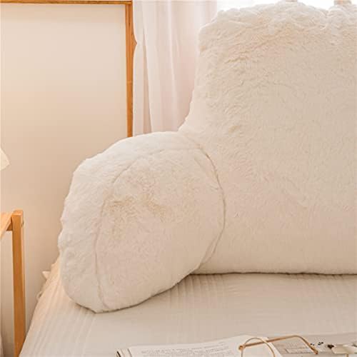 Holawakaka Faux Fur Bed Rest Pillow with Arms - Ivory