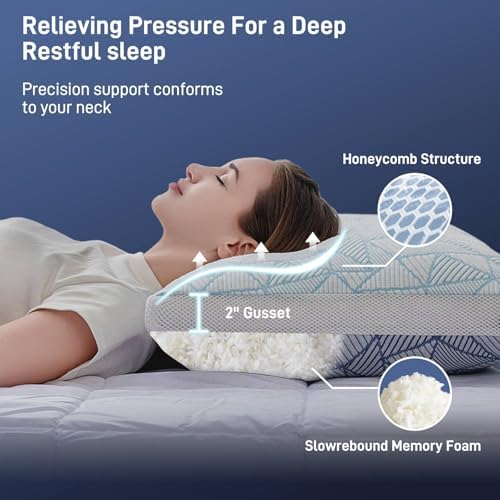 Paxavofa Shredded Memory Foam Cooling Bamboo Viscose Queen Pillow