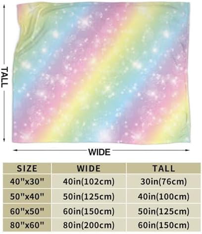 Pastel Unicorn Rainbow Throw Blanket - Soft Flannel 50x40in