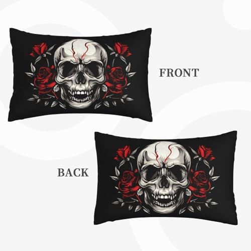 Heantstoy Skulls Retro Floral Throw Pillow Cover 14x20 1