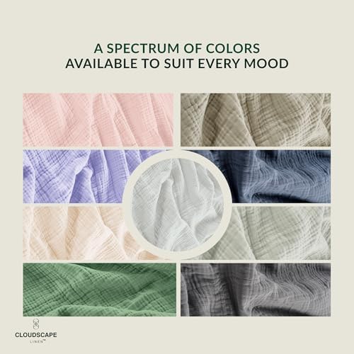 CLOUDSCAPE LINEN Extra Large 8 Layer Muslin Throw Blanket - Ivory
