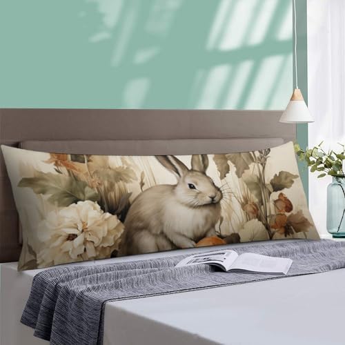 Cute Bunny Flowers Body Pillowcase 20x54inch