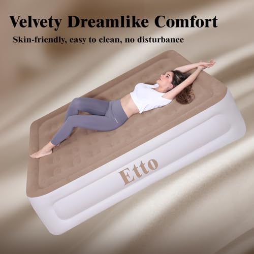 Etto Queen Air Mattress with Built-in Pump 650lb Max