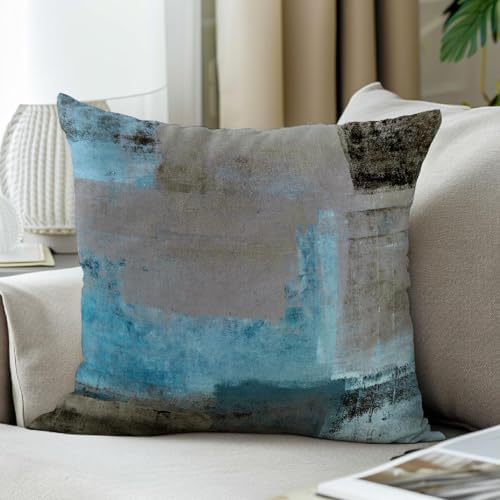 Alricc Teal and Brown 20x20 Pillow Covers Set of 2