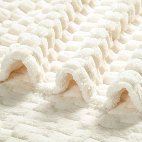 Excervent Flannel Fleece Throw Blanket - Ivory 50x70 Inches