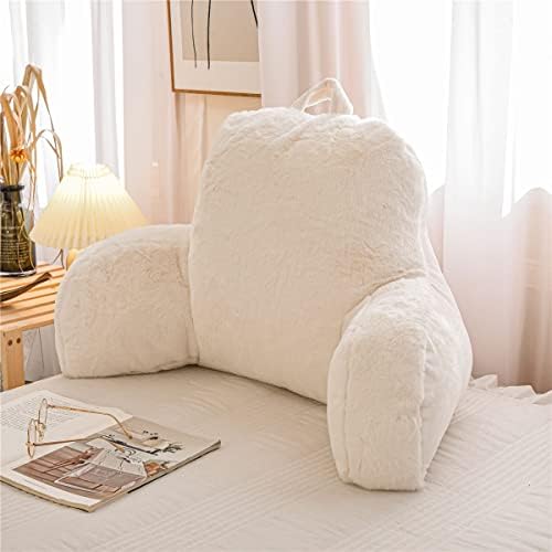 Holawakaka Faux Fur Bed Rest Pillow with Arms - Ivory
