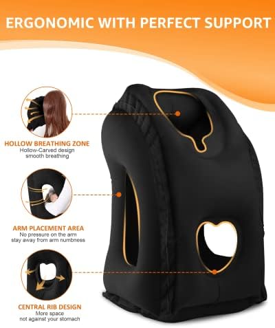 Sunany Inflatable Travel Pillow with Eye Mask and Earplugs Black
