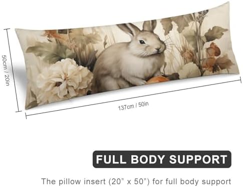 Cute Bunny Flowers Body Pillowcase 20x54inch