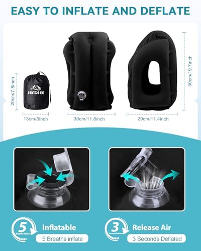JefDiee Inflatable Travel Pillow for Airplanes