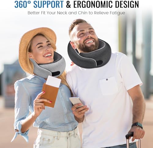 4litamz Travel Neck Pillow with Memory Foam and Velcro Closure