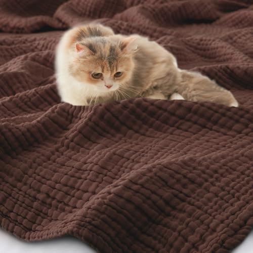 Carriediosa 4-Layer Cotton Muslin Throw Blanket 50 X 70 Dark Brown