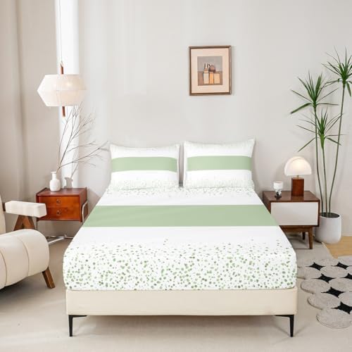 Castle Fairy White Green Fitted Sheet Twin Set with Pillowcase 1